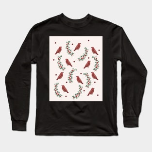 Red sparrow and mistletoe Long Sleeve T-Shirt